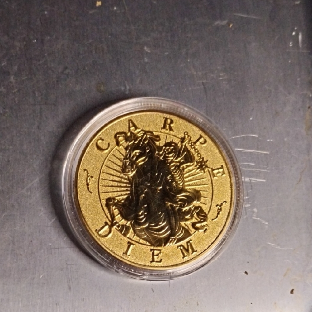 Gold Etched Carpe Diem Coin in Protective Case